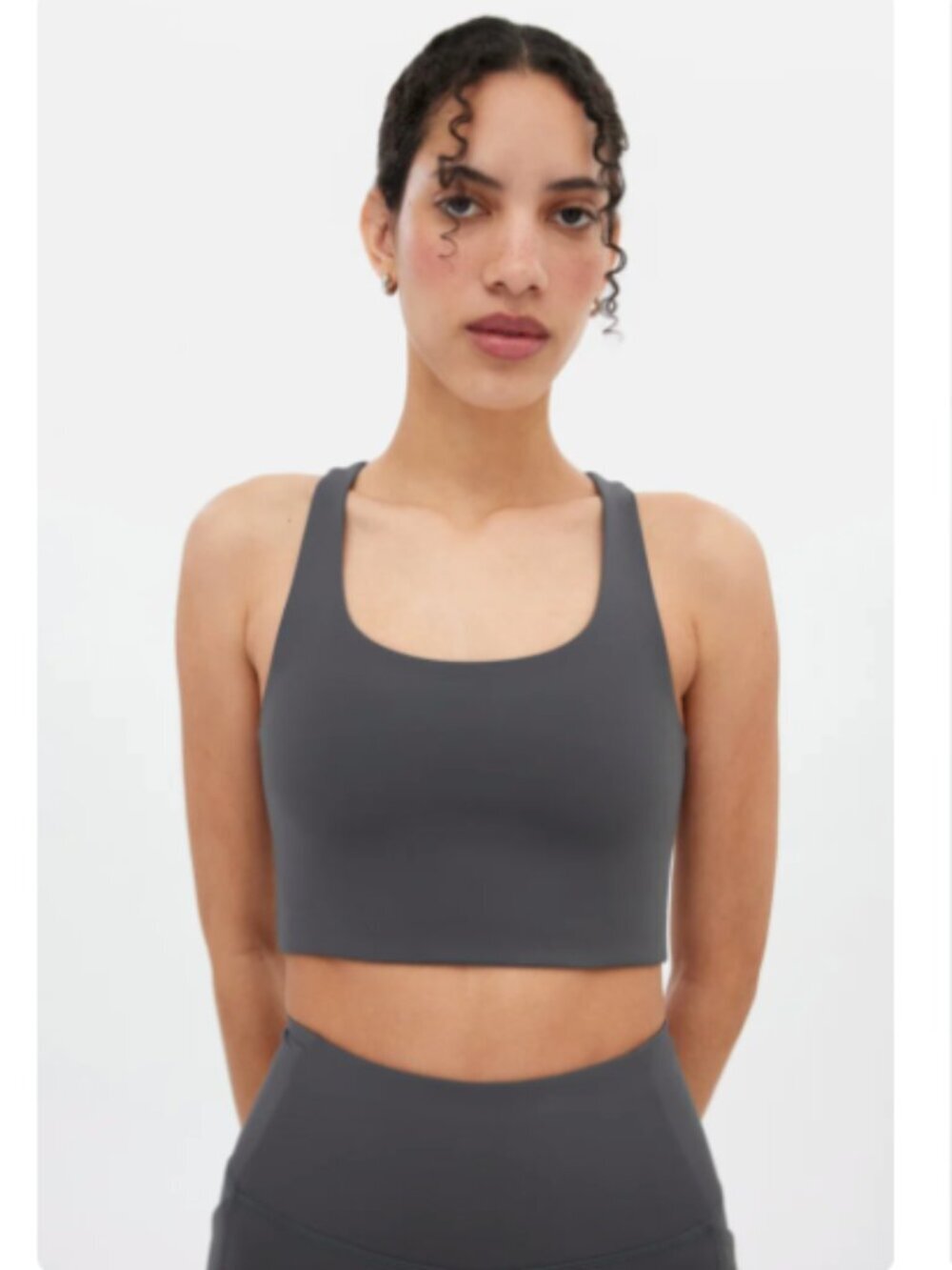 Girlfriend Collective Paloma Racerback Sports Bra in Moon Size L gym athleisure